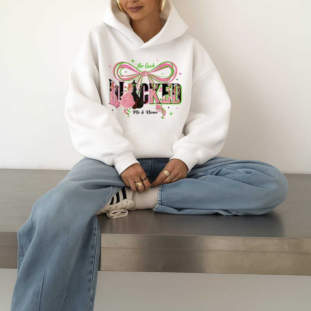 White hoodie Wicked: For Good. With custom options for Me & Name, you get to define your own unforgettable moment. 